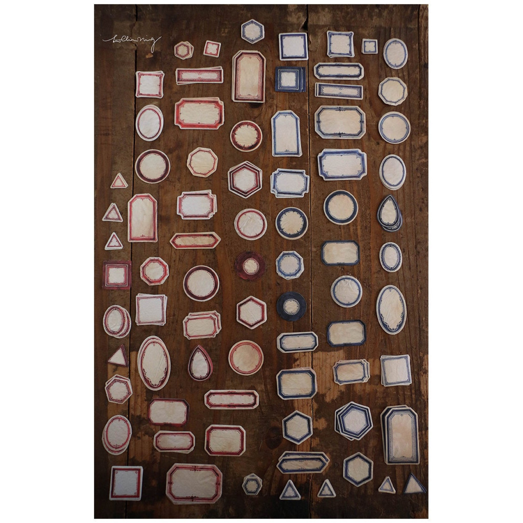 Lin Chia Ning Label Stickers Red And Blue - With Background Color ...