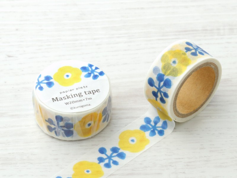 Papier Platz x Kurogoma Washi Tape - Blue Yellow Flower