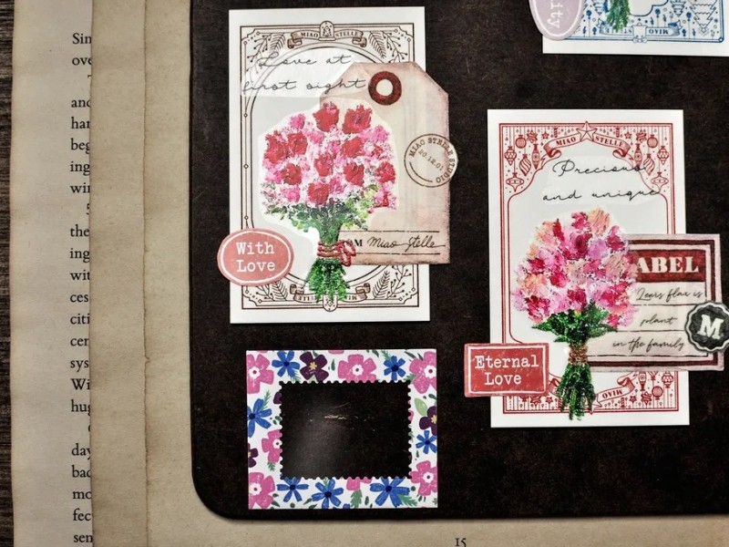Miao Stelle Die-Cut Sticker Tape - Floral Stamp