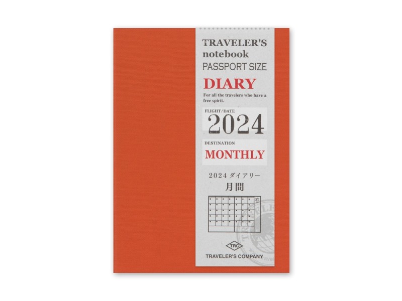 Pre-Order 2024 Monthly Diary Traveler's Notebook Refill Passport Size