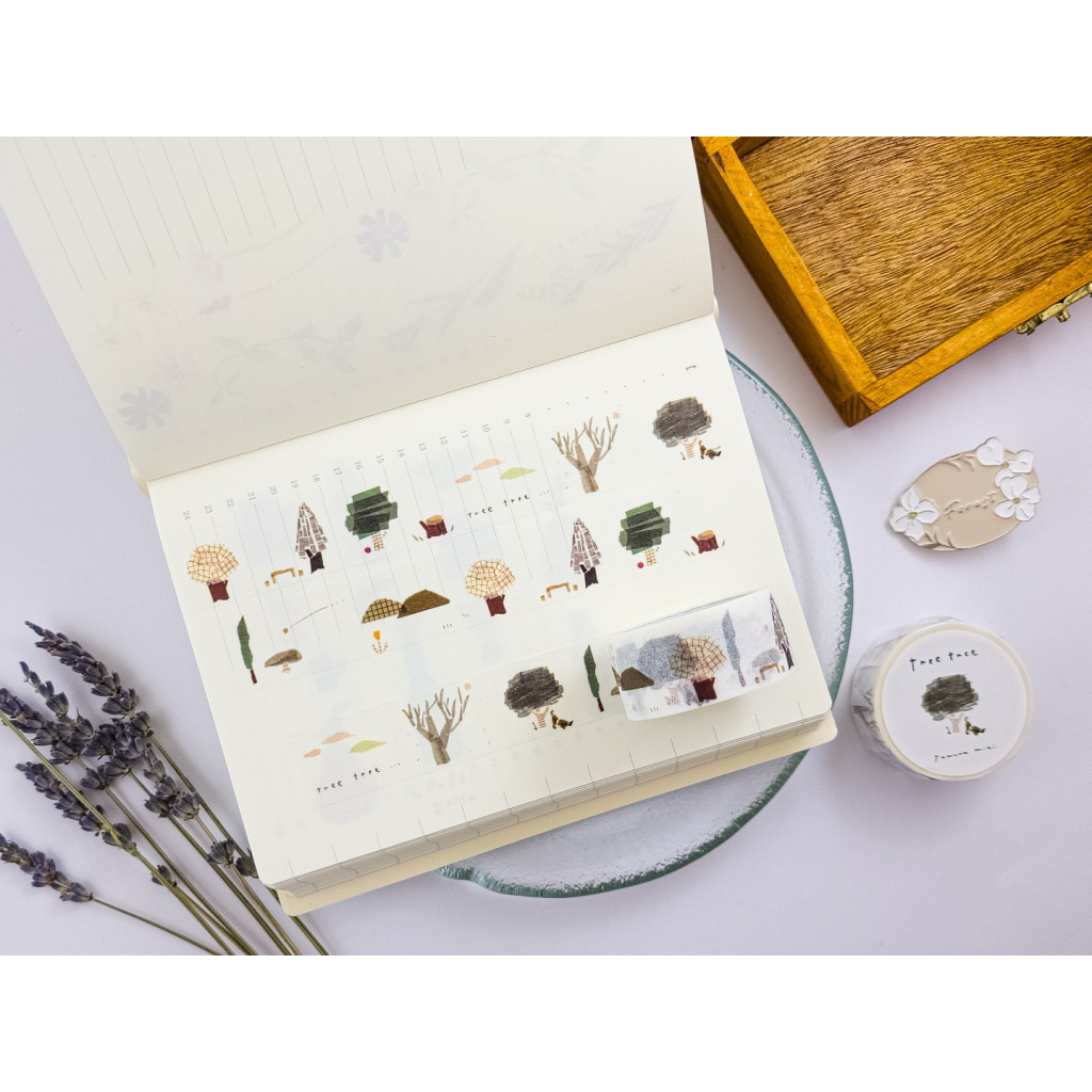 Tree Using Chigiri E Saien x Miki Tamura Washi Tape Chigiri-e Style - Tree - UR1525 | Kuldlelu