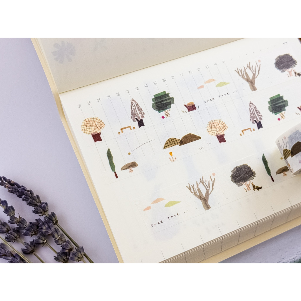 Tree Using Chigiri E Saien x Miki Tamura Washi Tape Chigiri-e Style - Tree - UR1525 | Kuldlelu