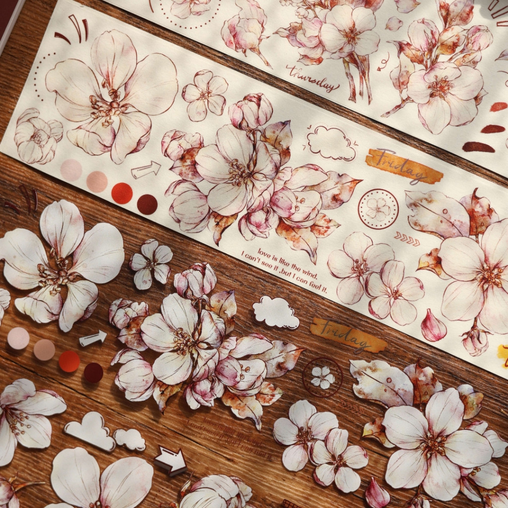 Xiaobaijia Clear PET Tape - Branches Of Pink - WEN-T039 | Kuldlelu