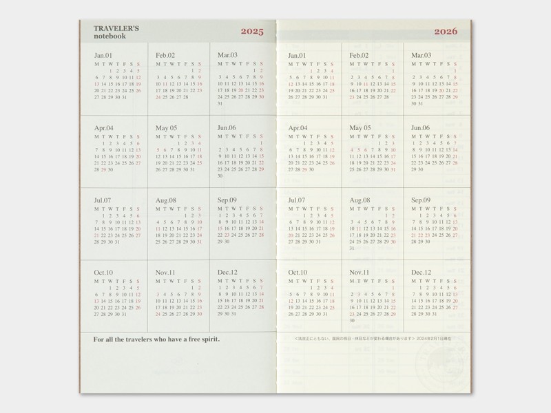 2025 Weekly Vertical Diary - Traveler's Notebook Refill Set (Regular Size)