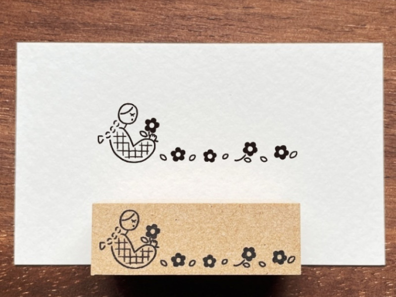 Stamp Marche Girl Rubber Stamp - Row Of Flowers