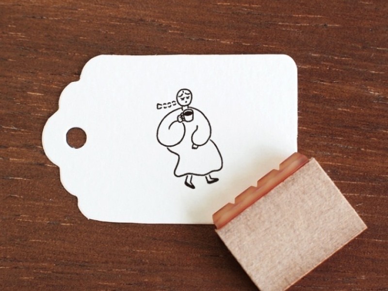 Stamp Marche Small Rubber Stamp - Drinking Coffee