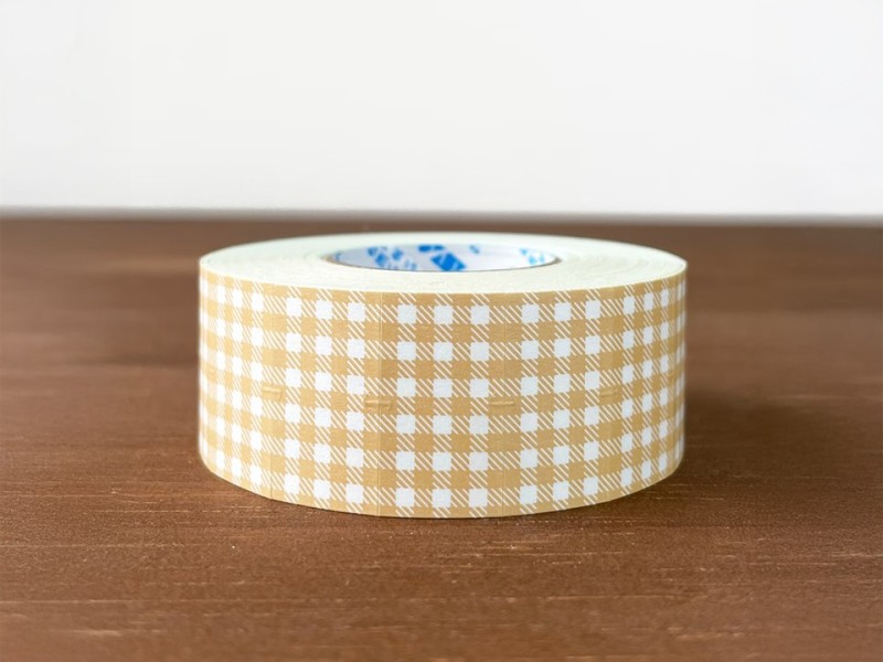Stamp Marche Label Sticker Gingham Check - Beige