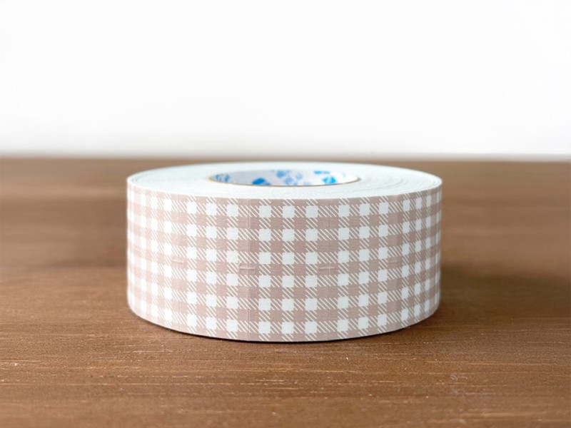 Stamp Marche Label Sticker Gingham Check - Dusty Pink