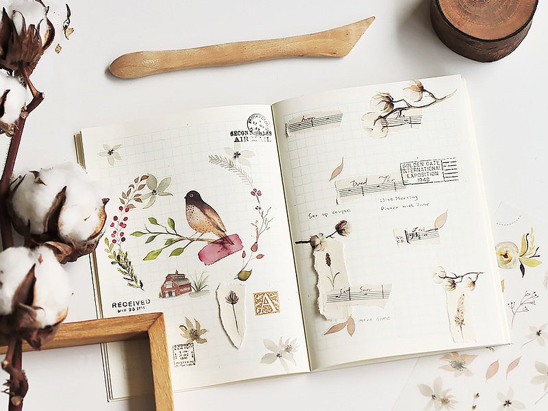 MU Craft Print On Transfer Stickers Flower Series Cotton Bird