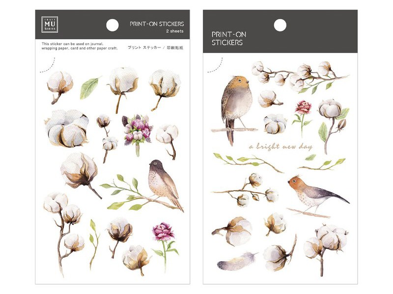 MU Craft Print On Transfer Stickers Flower Series Cotton Bird