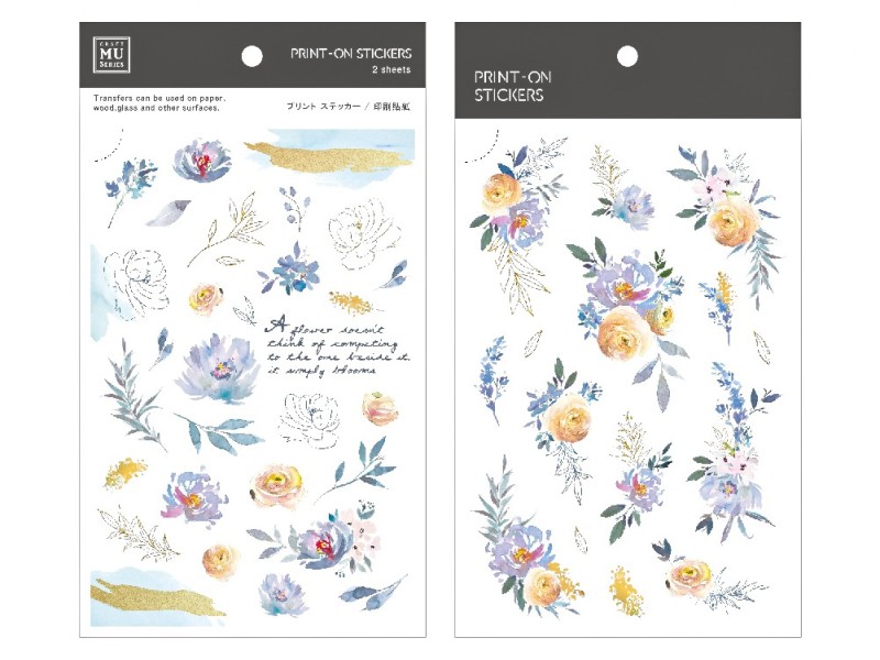 MU Print On Stickers Dust Blue Bouquet 107