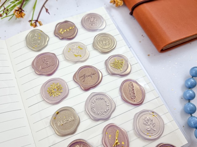 Q-Lia Wax Seal Stickers With Shine - Dusty Pink