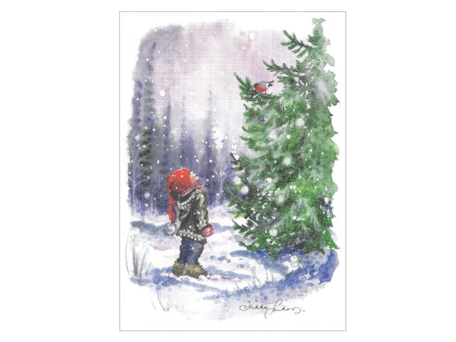 Christmas Postcard Sirkku Saukonoja - Winter Bird