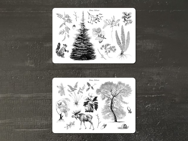 Frau Biber Clear Botanical Stickers - Forest
