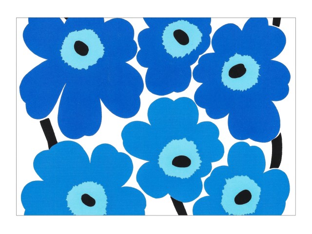 Marimekko Postcard Maija Isola Unikko - Blue Flowers