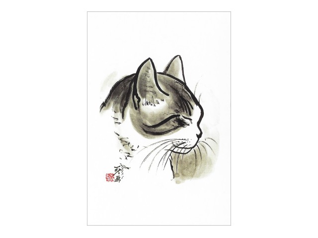 Nakahama Minoru Cat Postcard - HW036
