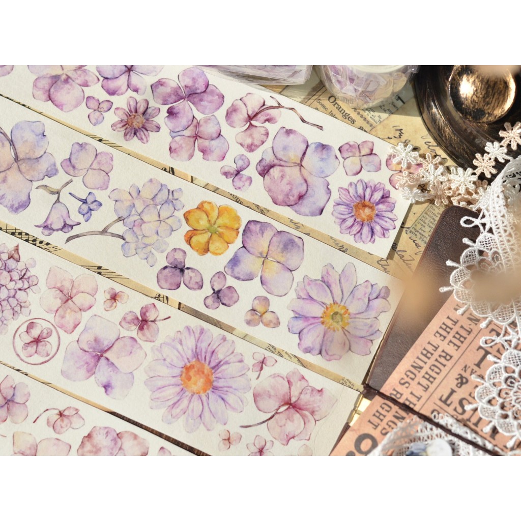RICHTAPES Washi Tape Deep Blue - 5cm Breit Floral Design