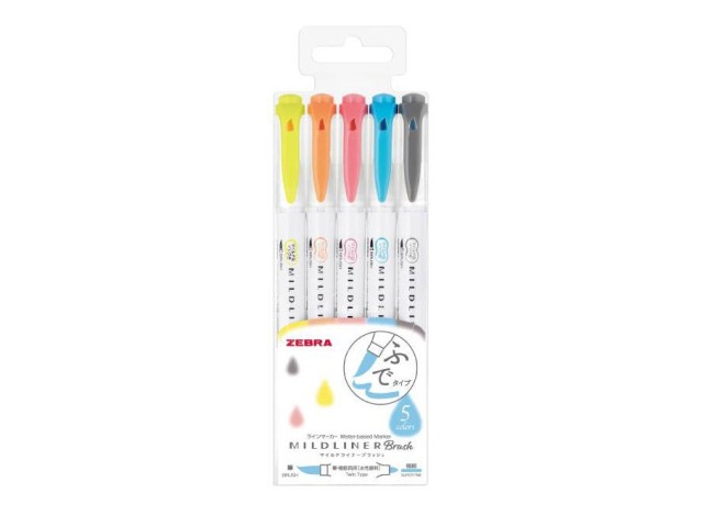 Zebra Mildliner Brush Double Sided Marker Pen Set - Friendly Colors