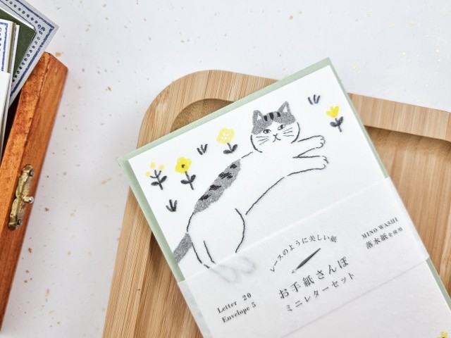 Furukawa Paper Mini Letter Set - Cat And Yellow Flowers