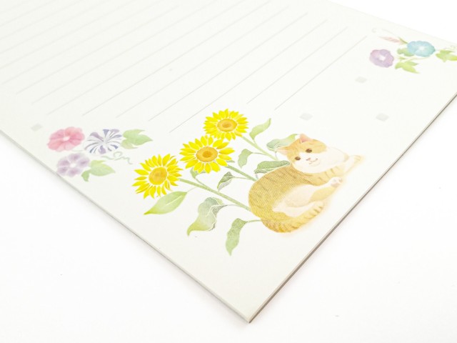 Letter Set With Envelopes Embossed - Cat In The Garden