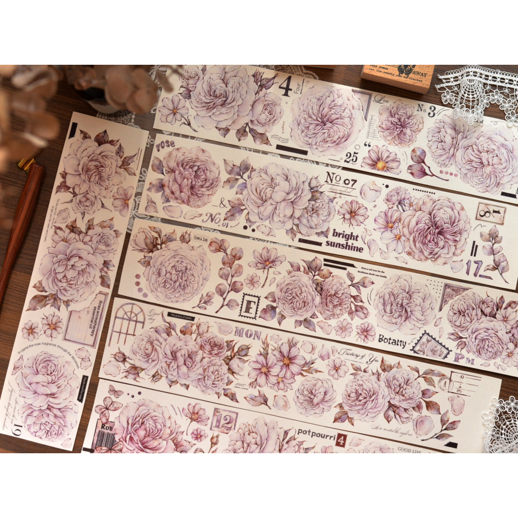 Xiaobaijia Clear PET Tape - Vintage Dusty Pink Roses - Wen-GP-T018 ...
