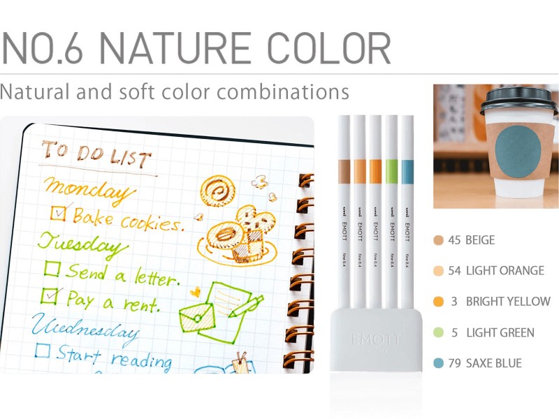 Uniball EMOTT Fineliner Marker Set 06 - Nature Color