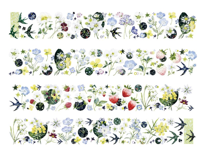 Wildberry Lab Clear PET Tape - Wildflowers And Birds