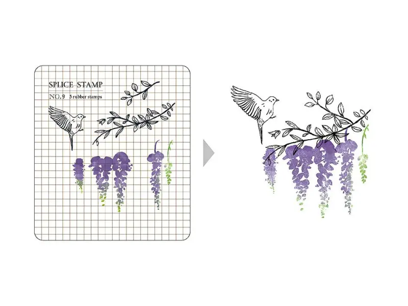 MU Clear Stamp Set Splice 009 - Drifting Wisteria
