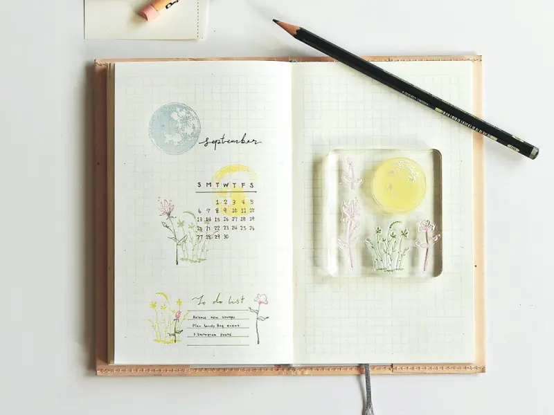 MU Print On Clear Splice Stamp Set 20 Moon Flowers