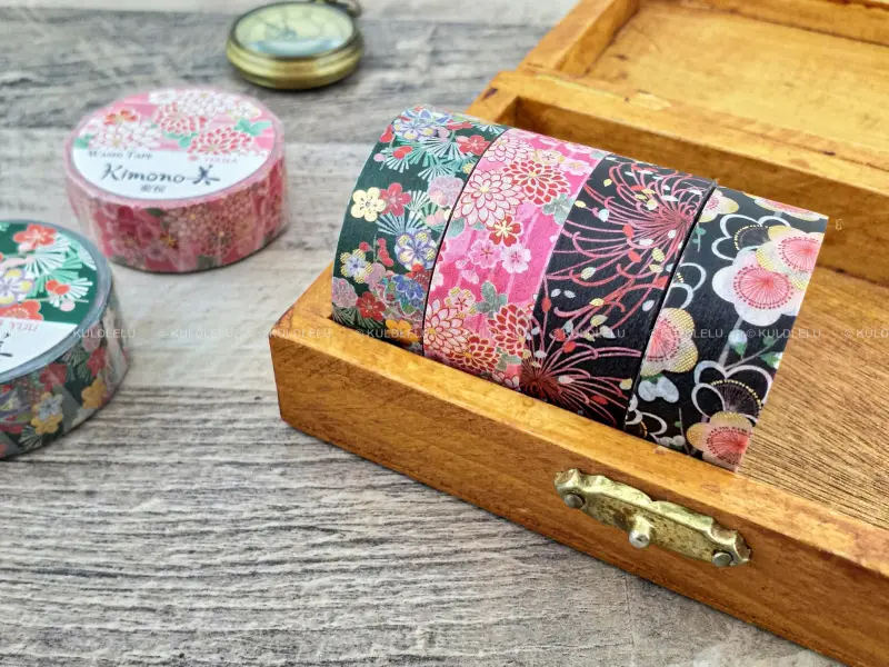 Washi Tape Kimono - Red Plum Flower