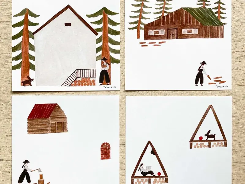 Cozyca Necktie Memo Pad - House In The Forest
