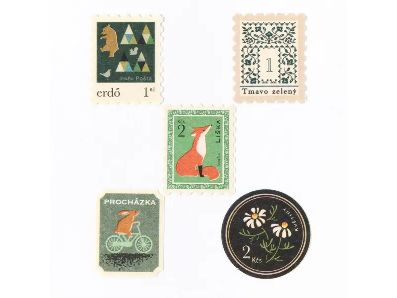 NB Co. Antik Piac Postage Style Sticker Flakes - Verde
