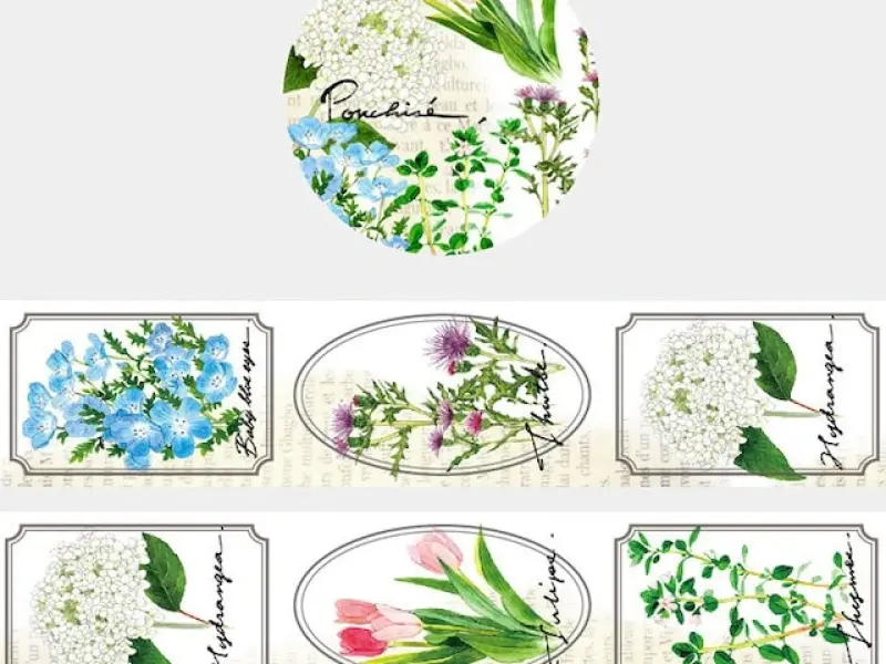 Ponchise Washi Tape - Flower Label