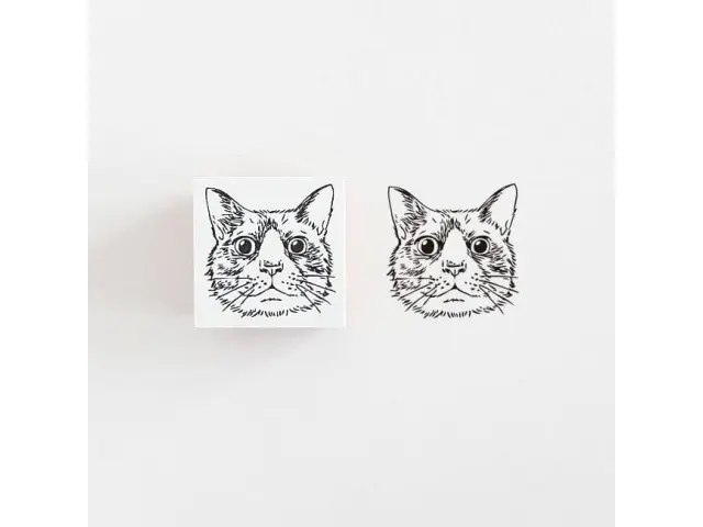 Ponchise Wooden Rubber Stamp - Hachiware Cat