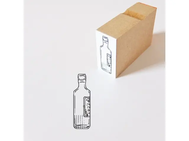 Ponchise Wooden Rubber Stamp - Antique Bottle