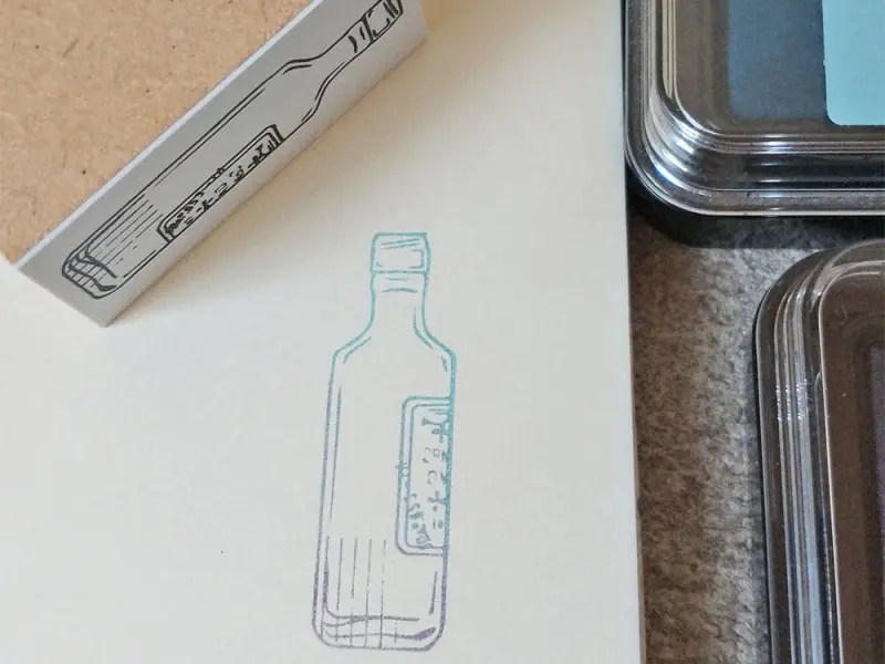Ponchise Wooden Rubber Stamp - Antique Bottle