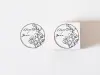Ponchise Wooden Rubber Stamp Round Date Label - Eucalyptus