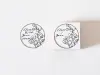 Ponchise Wooden Rubber Stamp Round Date Label - Eucalyptus