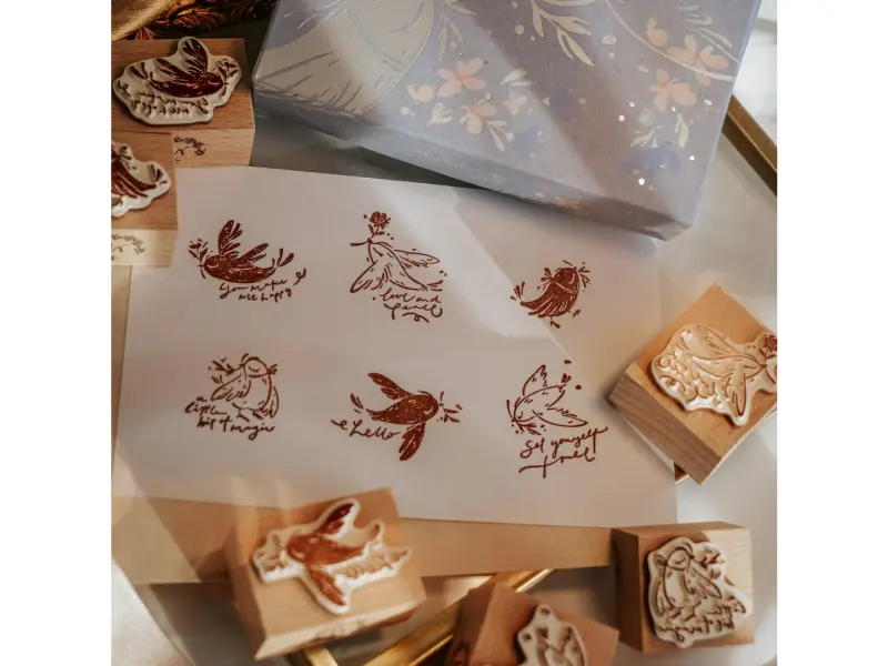 Meow Illustration Stamp Set - Love And Peace