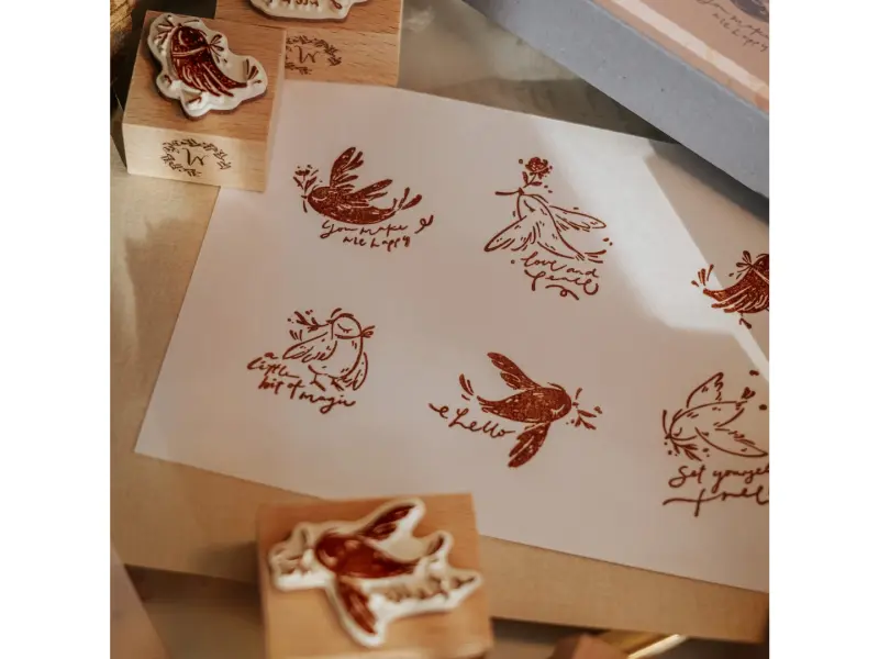 Meow Illustration Stamp Set - Love And Peace