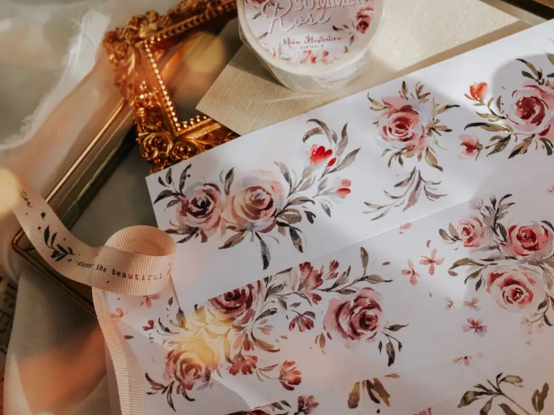 Meow Illustration Washi PET Tape - Summer Roses