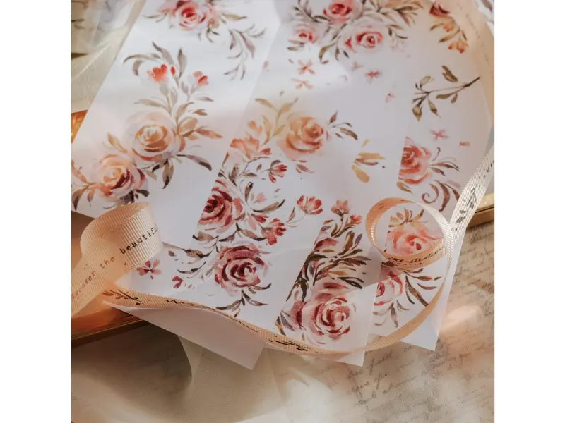 Meow Illustration Washi PET Tape - Summer Roses