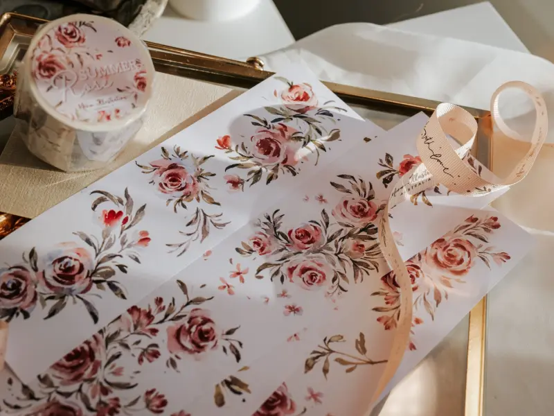 Meow Illustration Washi PET Tape - Summer Roses