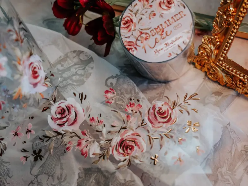 Meow Illustration Washi PET Tape - Summer Roses