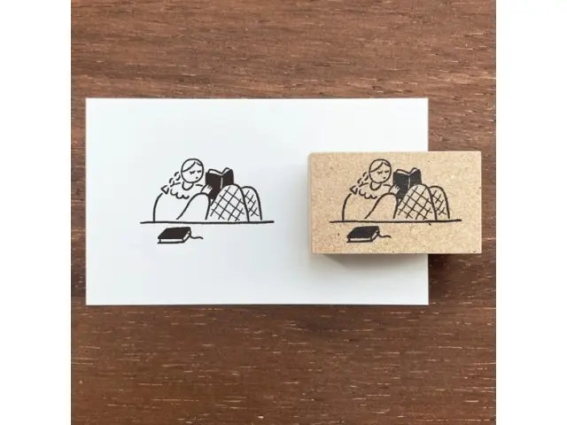 Stamp Marche Girl Rubber Stamp - Reading a Book