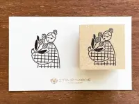 Stamp Marche Girl Rubber Stamp - Holding Flowers