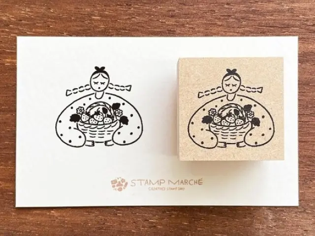 Stamp Marche Girl Rubber Stamp - Strawberries