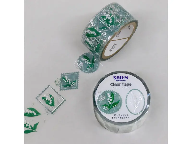 Saien Clear Tape Silver Foil Postmark Stamp - Lily Of The Valley