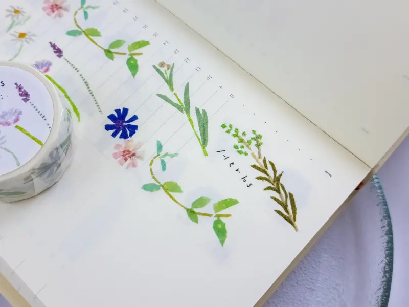 Saien x Miki Tamura Washi Tape Chigiri-e Style - Herbs