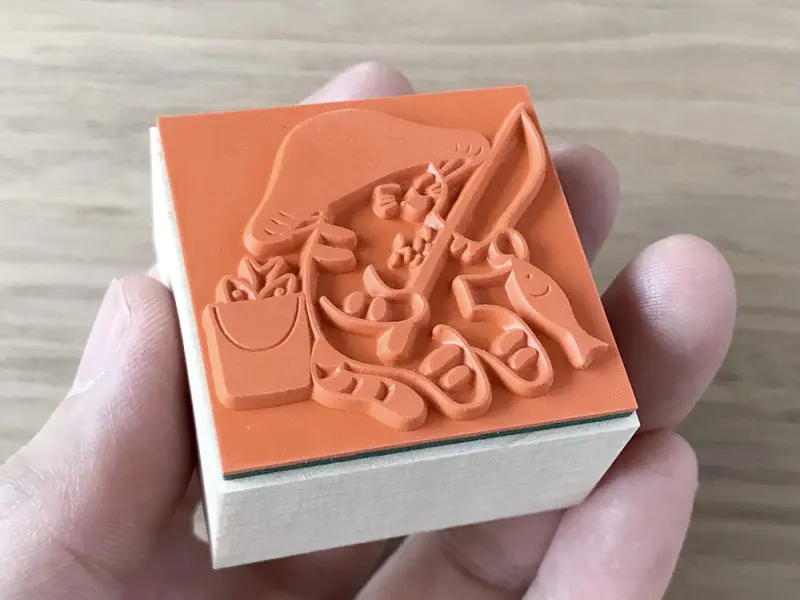 4Legs Rubber Stamp Mushroom Cat - Big Catch